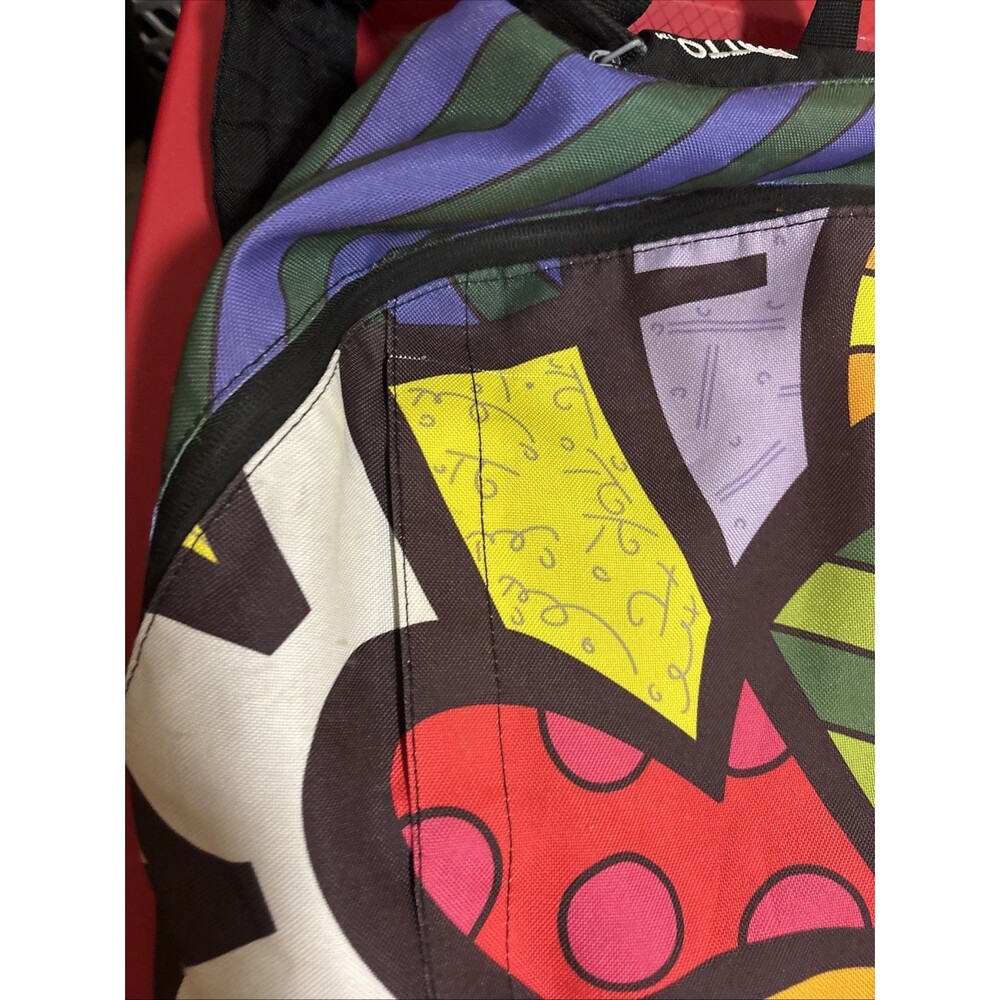 Romero BRITTO Abstract Hearts Art Backpack Multicolor Miquelrius Licensed Rare! - Picture 4 of 13